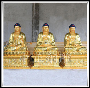 貼金三寶佛雕塑
